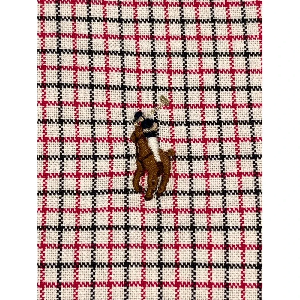 PolRalph Lauren Kid Plaid Button Shirt Med (10-12)   Long‎ Sleeve Cotton new